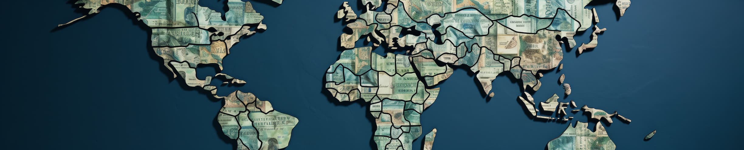 world map made of money