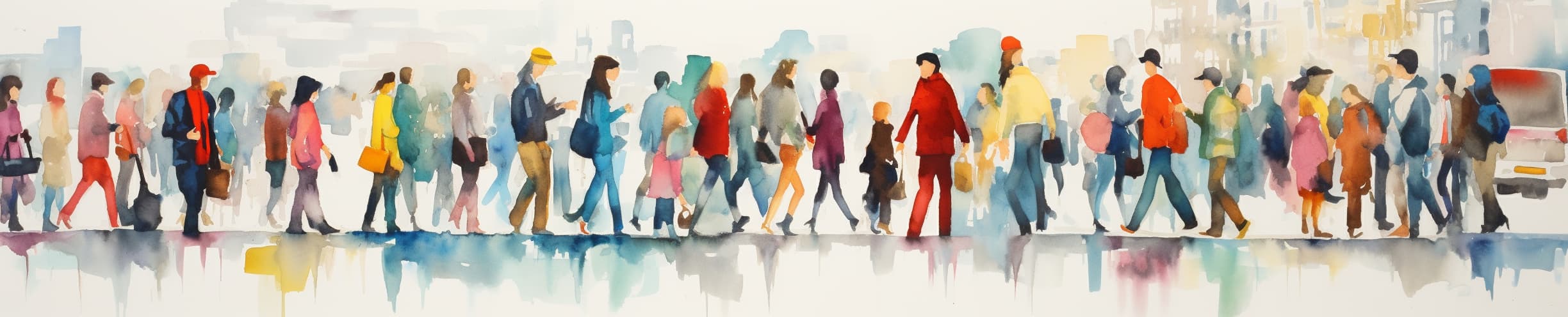 watercolor of crowd