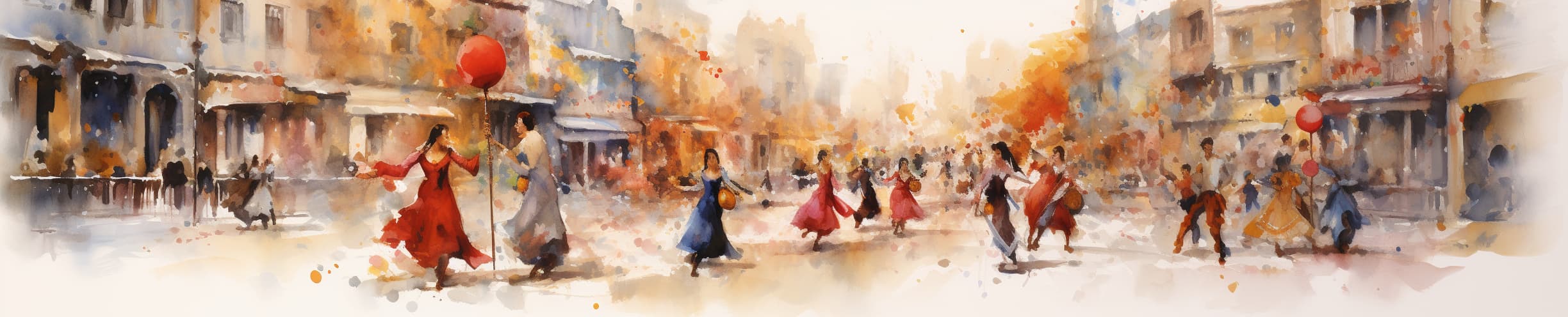 Interpretive Watercolor of People Dancing