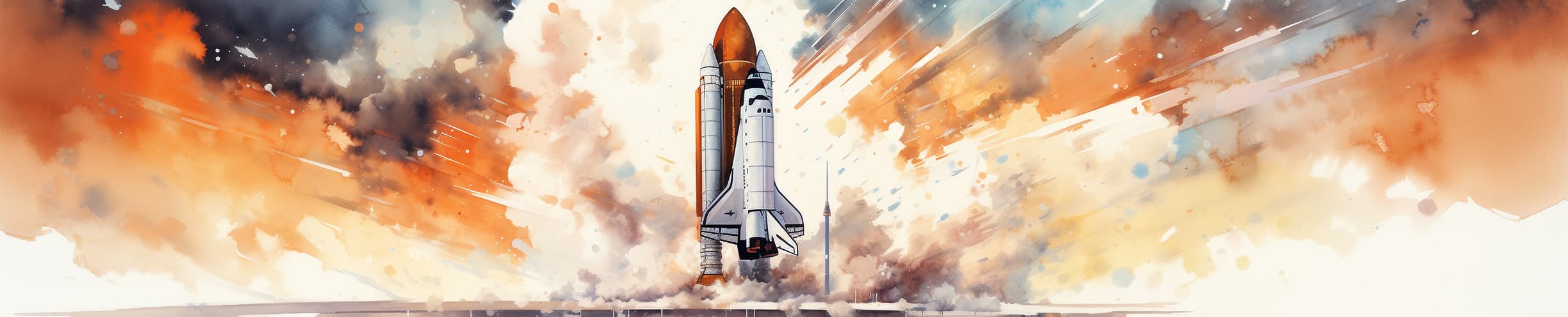 Space shuttle taking off