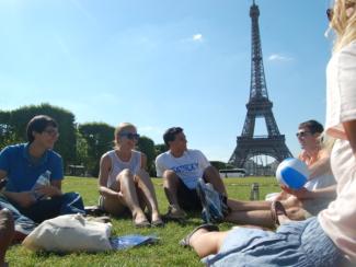 Students in Front of Eiffel Tower
