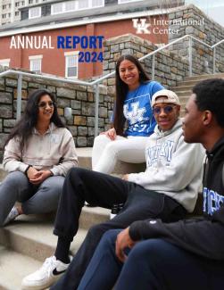 Cover of annual report with students smiling