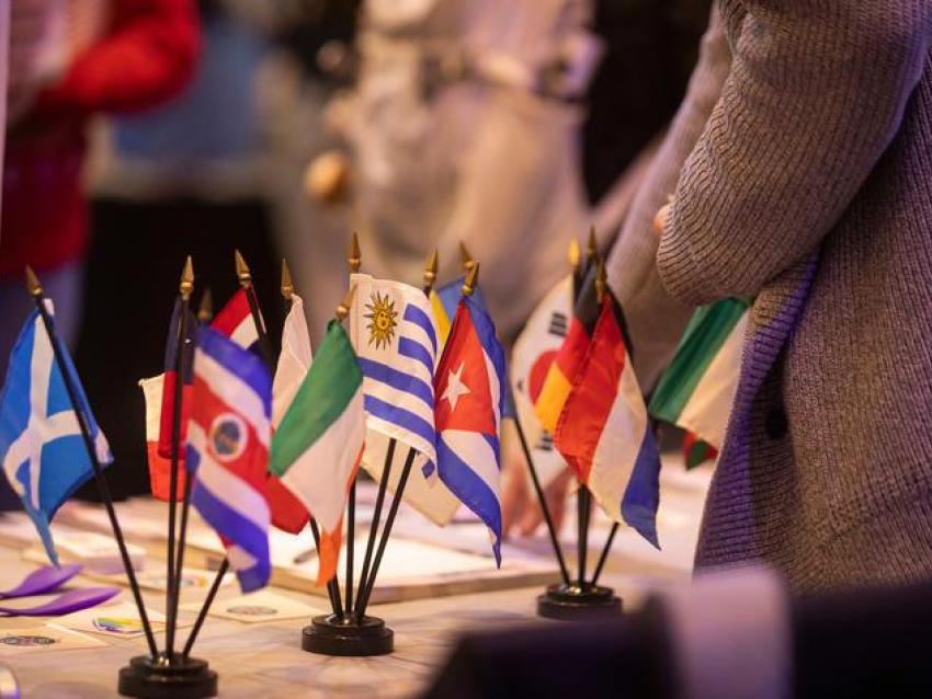 Flags on table
