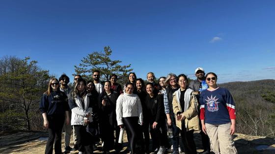 International students on a hike at Red River Gorge